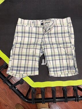 Woman’s Abercrombie & Fitch Plaid Cotton Shorts - White with Blue & Green